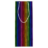 Regenboog en zwarte strepen wijn cadeautas (Achterkant)