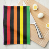 Regenboog en zwarte Stripes keukenhanddoeken (Quarter Fold)
