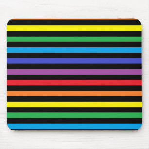 Regenboog en Zwarte Stripes Mousepad Muismat