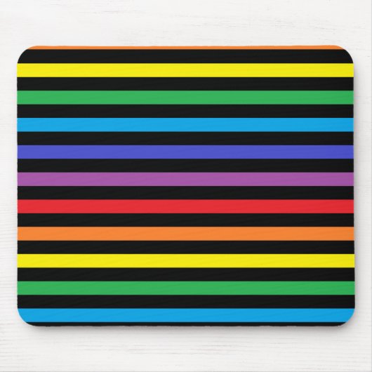 Regenboog en Zwarte Stripes Mousepad Muismat (Voorkant)