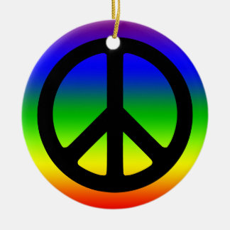 Regenboog en Zwarte Vredessymbool Keramisch Ornament
