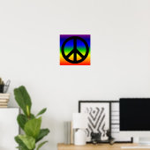 Regenboog en Zwarte Vredessymbool Poster (Thuiskantoor)