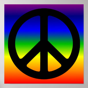 Regenboog en Zwarte Vredessymbool Poster
