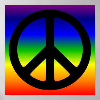 Regenboog en Zwarte Vredessymbool Poster