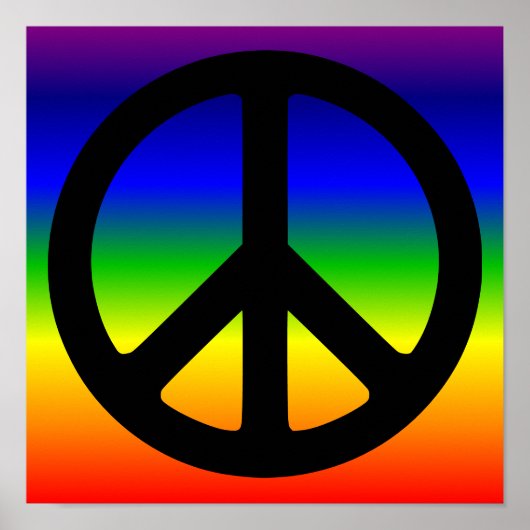Regenboog en Zwarte Vredessymbool Poster (Voorkant)