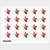 Regenboog engel blond haar rood en wit persoonlijk ster sticker (Vel)