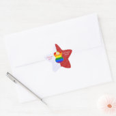 Regenboog engel blond haar rood en wit persoonlijk ster sticker (Envelop)
