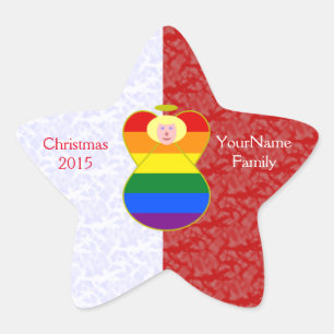 Regenboog engel blond haar rood en wit persoonlijk ster sticker