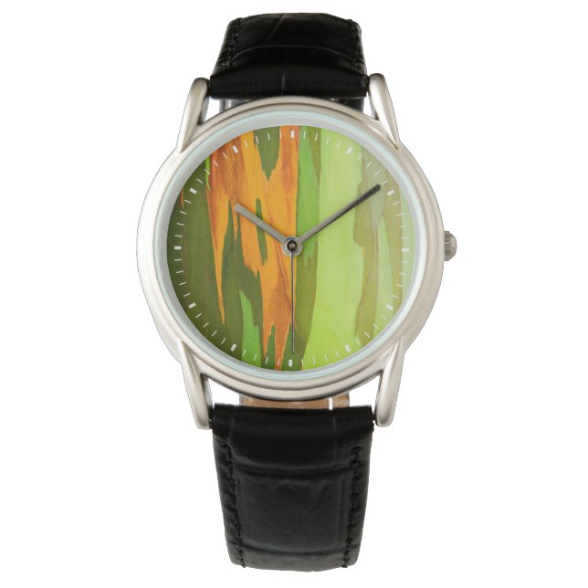 Regenboog Eucalyptus bast, Hawaii Horloge (Voorkant)