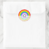 Regenboog exploderende sterren ronde sticker (Tas)