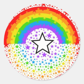 Regenboog exploderende sterren ronde sticker