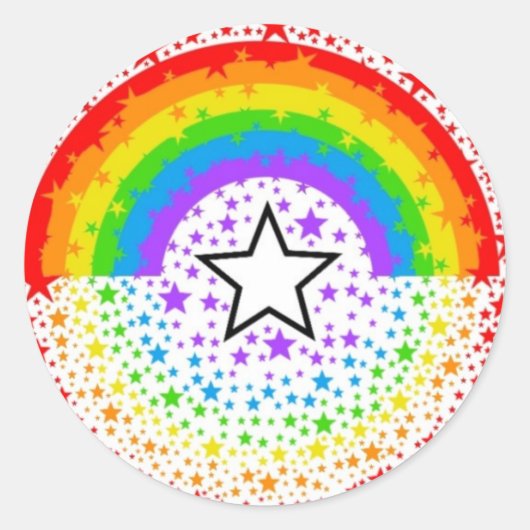 Regenboog exploderende sterren ronde sticker (Voorkant)