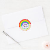 Regenboog exploderende sterren ronde sticker (Envelop)