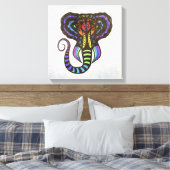 Regenboog Extravagant Olifant op Grijze Achtergron Canvas Afdruk (Insitu (Slaapkamer))