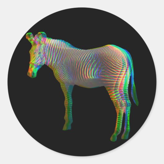 Regenboog Ezel Ronde Sticker (Voorkant)