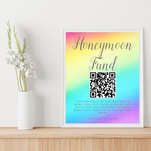 Regenboog Fade Custom Bruiloft Huwelijksreis Fond Poster