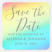 Regenboog Fade Opgewekte LGBTQ Save the Date Vierkante Sticker (Voorkant)