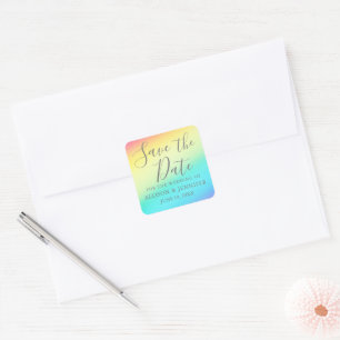 Regenboog Fade Opgewekte LGBTQ Save the Date Vierkante Sticker