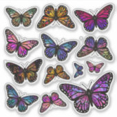 Regenboog Fantasie Monarch Vlinder Stickers (Voorkant)