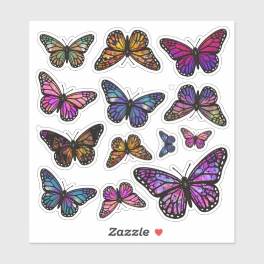 Regenboog Fantasie Monarch Vlinder Stickers (Vel)