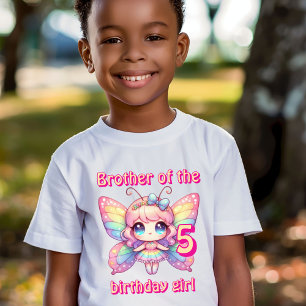 Regenboog fee vlinder broer van het meisje dat jar t-shirt