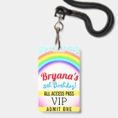 Regenboog Feest Sprankel VIP Pas Verjaardagsfeest Badge (Achterkant met lanyard)