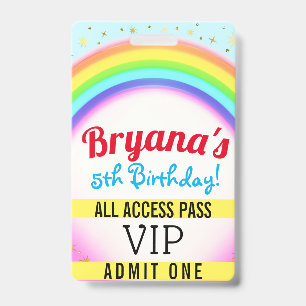 Regenboog Feest Sprankel VIP Pas Verjaardagsfeest Badge