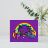 Regenboog fiets koele kleuren briefkaart (Staand voorkant)