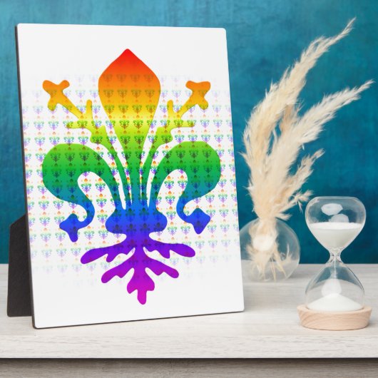 Regenboog Fleur-de-lis Fotoplaat (Zijkant)