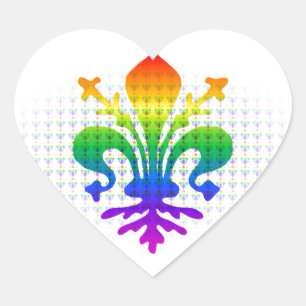 Regenboog Fleur de lis Hart Sticker
