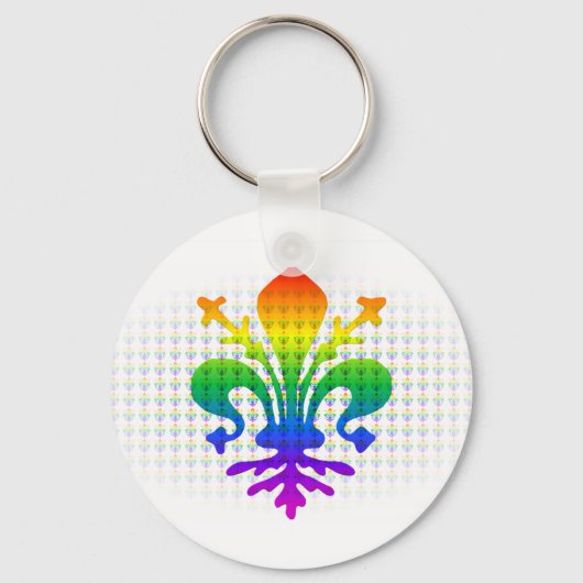 Regenboog Fleur-de-lis Sleutelhanger (Voorkant)