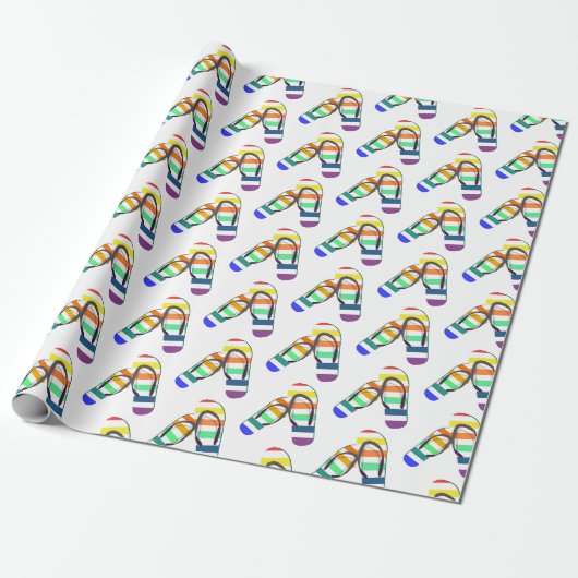 regenboog flip-flops ontwerp cadeaupapier (Uitgerold)