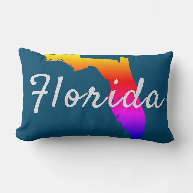 Regenboog Floridastaat Silhouet Kussen (Voorkant)