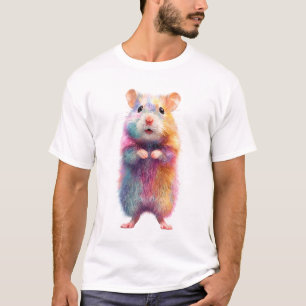 Regenboog Fluffy Hamster Portret Mannen T-shirt