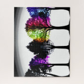 Regenboog Foliage op Zwarte Silhouet Bomen Legpuzzel (Verticaal)