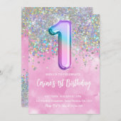 Regenboog Folie meisje eerste verjaardag Kaart (Voorkant / Achterkant)