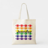 Regenboog Football met naam Tote Bag (Achterkant)
