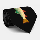 Regenboog forel vis op zwart stropdas (Opgerold)