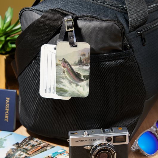  Regenboog Forel Visser Gevist voor Vis Bagagelabel (Voorkant & Achterkant)