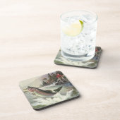 Regenboog Forel Visser Gevist voor Vis Bier Onderzetter (Rechterzijde)