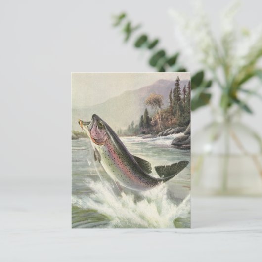  Regenboog Forel Visser Gevist voor Vis Briefkaart (Staand voorkant)