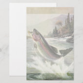 Regenboog Forel Visser Gevist voor Vis Briefpapier (Voorkant / Achterkant)