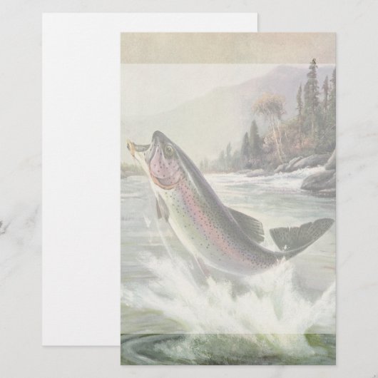 Regenboog Forel Visser Gevist voor Vis Briefpapier (Voorkant / Achterkant)