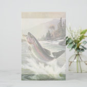 Regenboog Forel Visser Gevist voor Vis Briefpapier (Staand voorkant)