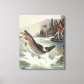  Regenboog Forel Visser Gevist voor Vis Canvas Afdruk (Voorkant)