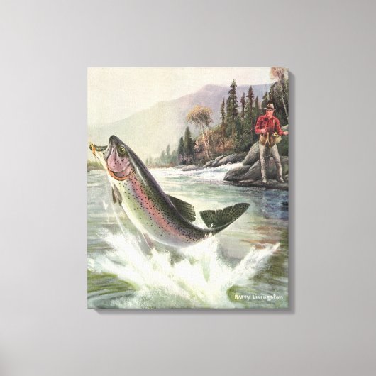 Regenboog Forel Visser Gevist voor Vis Canvas Afdruk (Voorkant)