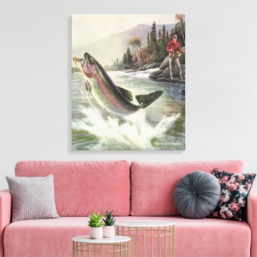  Regenboog Forel Visser Gevist voor Vis Canvas Afdruk (Insitu (Woonkamer))