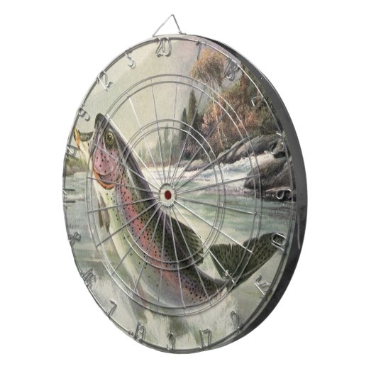  Regenboog Forel Visser Gevist voor Vis Dartbord (Voorkant Rechts)