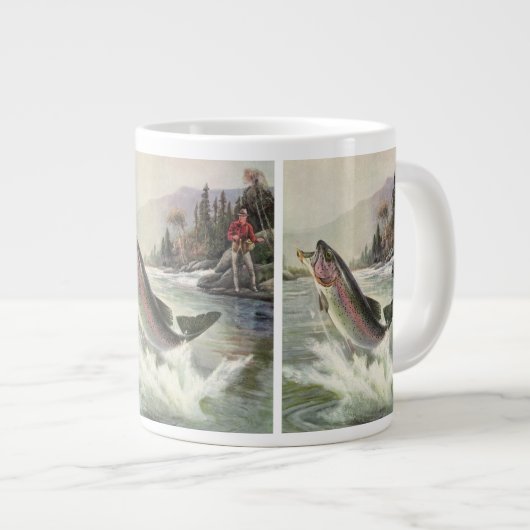  Regenboog Forel Visser Gevist voor Vis Grote Koffiekop (Voorkant rechts)