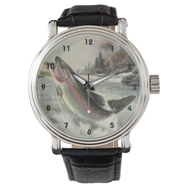  Regenboog Forel Visser Gevist voor Vis Horloge (Voorkant)